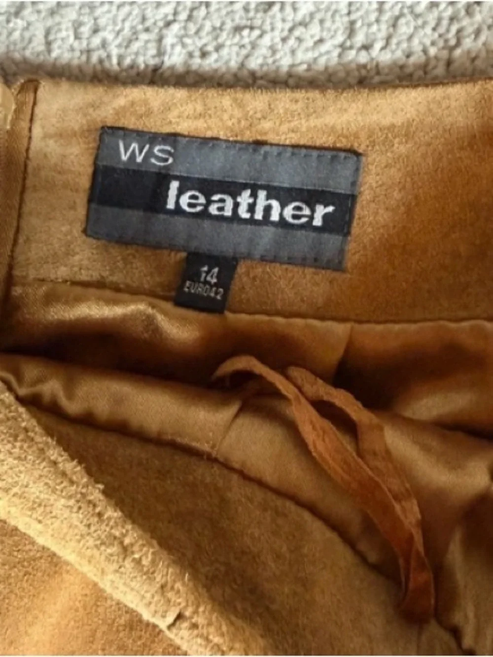 Vintage Suede Pencil Skirt in Camel Brown